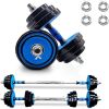 Adjustable Weights Dumbbells Set of 2, 44Lbs 2 in 1 Exercise & Fitness Dumbbells Barbell Set for Men Women