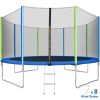 12FT Trampoline for Kids with Safety Enclosure Net;  Ladder and 8 Wind Stakes;  Round Outdoor Recreational Trampoline