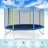 12FT Trampoline for Kids with Safety Enclosure Net;  Ladder and 8 Wind Stakes;  Round Outdoor Recreational Trampoline