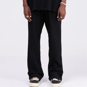 Black Loose Fitting Straight Casual Pants For Men (Option: Black-S)