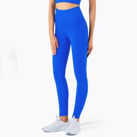 Sports Leggings Nude Feeling Pocket Lulu Yoga Fitness Pants (Option: Electric blue-XL)