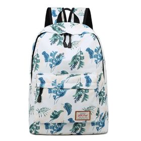 Fashion Printed Backpack Female Student (Option: Blue leaves)