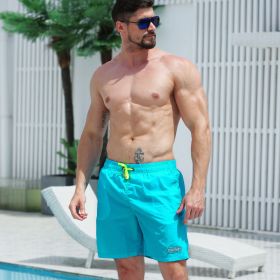 Men's Beach Pants Summer Casual Swimming Trunks Loose (Option: Blue-M)