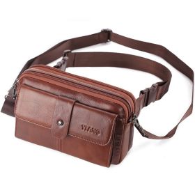 Fashion Top Layer Cowhide Messenger Bag Multifunctional (Color: Brown)