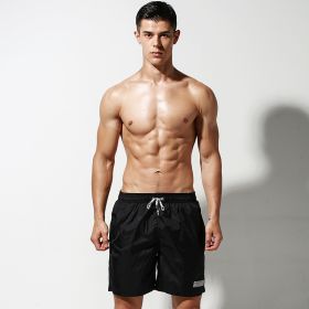 Men's Beach Pants Summer Casual Swimming Trunks Loose (Option: Black-M)