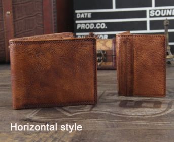 Whistleblower Wrinkled First Layer Cowhide Hand Dyed Short Wallet Retro Fashion (Option: Brown-Horizontal)