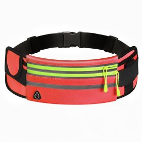 Double Zippers Waist Bags Waterproof Sports Running Fanny Pack (Option: Red-7.5)