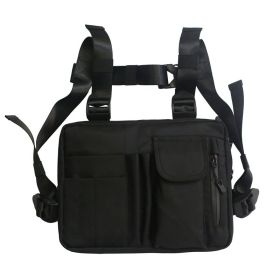 New Street Trend Men's And Women's Vest Bag Hip-hop Tactical Functional Backpack (Color: Black)