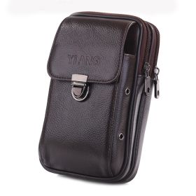 Horizontal And Vertical Leather Belt Mobile Phone Bag (Option: Small vertical brown)