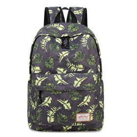 Fashion Printed Backpack Female Student (Option: Green leaves)