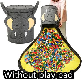 Felt Storage Bag Toy Play Mat 2 In 1 Pull Rope (Option: Grey-Do not add lining)