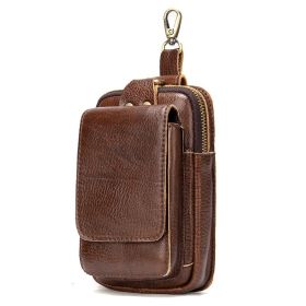 Fashion Men's Multifunctional Leather Belt Bag (Color: Coffee)