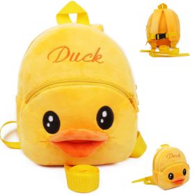 New baby small bag children backpack to prevent the loss of 1 and a half year and 2 year old female baby cartoon knapsack traction rope (Option: Yellow duck)