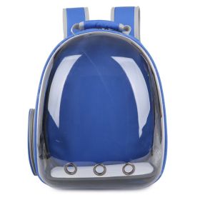 Pet Portable Cat Transparent Space Bag Backpack For Dogs (Color: Blue)