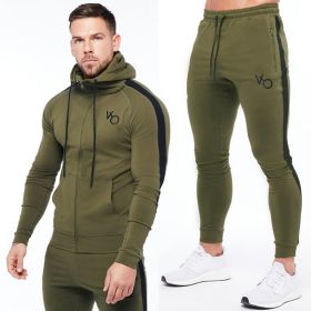 Men's Running Training Elastic Sweater Set (Option: Army Green-M)