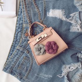 New Female Children Bag Mini Kylie Bag Handbag Fashion Tide Flower Bag Shoulder Messenger Bag. (Color: Pink)