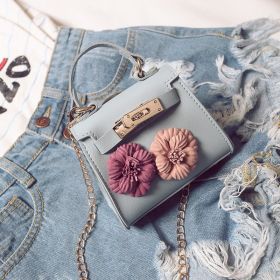 New Female Children Bag Mini Kylie Bag Handbag Fashion Tide Flower Bag Shoulder Messenger Bag. (Color: Grey)