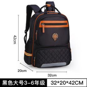 New children's schoolbag Korean version of primary school schoolbag 1-3-4-6 grade male and female double shoulder bag custom knapsack (Option: Black-Big)