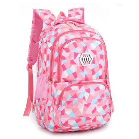 Han edition college, wind girls' double shoulder schoolbag schoolchildren 3-4-6 grade child nurse ridges 8-12 years old (Color: Pink)