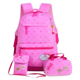 New Korean children's schoolbag schoolbag, schoolbag, schoolbag, lovely girl, three pieces of 3-4-5 grade Backpack (Color: Pink)