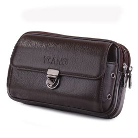 Horizontal And Vertical Leather Belt Mobile Phone Bag (Option: Small horizontal brown)