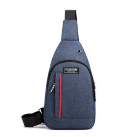 Casual Men's Messenger Bag Outdoor Sports Multifunctional (Option: Vertical bar dark blue)