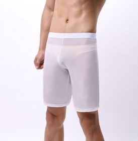 Men's Large Mesh Pants Hollow Out Sports Pirate Shorts (Option: White-S)