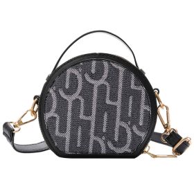 Small round bag with letters (Color: Black)