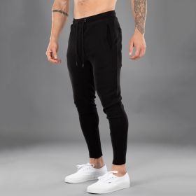 Men's Casual Sports Pants Cotton Skinny Stretch (Option: Black-M)