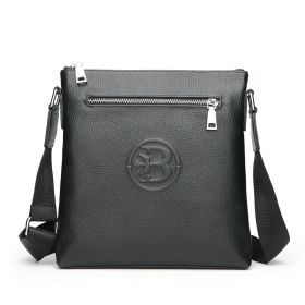 Leather Messenger Bag Leather Hanging Men's Business Cross (Option: Horizontal zipper)