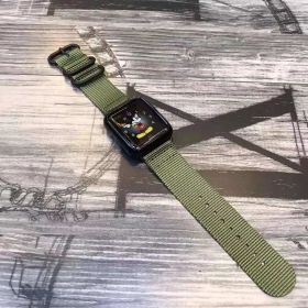 Watch Nylon Three-buckle Strap (Option: Green-42or44mm)