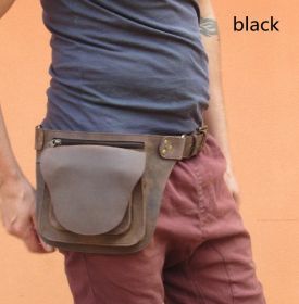 Medieval Punk European And American Retro Belt Bag Men's Outdoor Leisure Belt Buckle Bag (Color: Black)