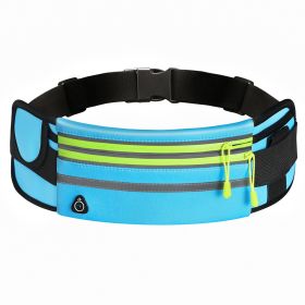 Double Zippers Waist Bags Waterproof Sports Running Fanny Pack (Option: Sky blue-7.5)