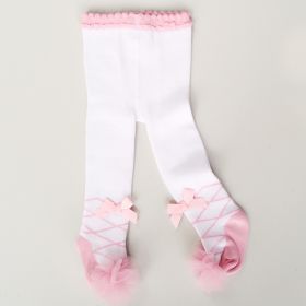 Children Dance Panty-hose Baby With Panty-hose Lace Bow (Option: Ballet Style Pink Mesh Bow-0to12m)