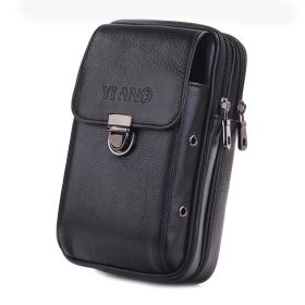 Horizontal And Vertical Leather Belt Mobile Phone Bag (Option: Small vertical black)