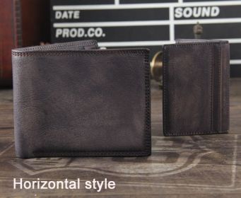 Whistleblower Wrinkled First Layer Cowhide Hand Dyed Short Wallet Retro Fashion (Option: Grey-Horizontal)