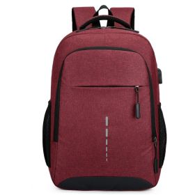 Men's Large Capacity Simple Fashion Travel Backpack (Color: Wine Red)