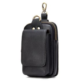 Fashion Men's Multifunctional Leather Belt Bag (Color: Black)