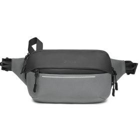 Men's Waist Bag Korean Version Functional Multi-function Expandable Messenger (Color: Light Grey)