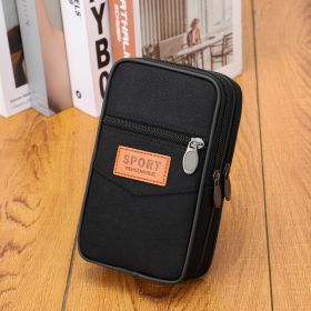 Enlarged Canvas Mobile Phone Bag Zipper Waterproof (Option: Vertical black)