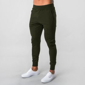 European And American Sports Men's Pants With Elastic Fit And Fitness (Option: Military green light version-M)
