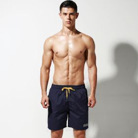 Men's Beach Pants Summer Casual Swimming Trunks Loose (Option: Dark Blue-M)