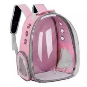 Pet Portable Cat Transparent Space Bag Backpack For Dogs (Color: Pink)