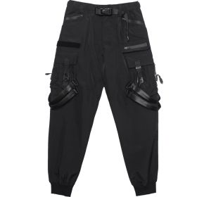 En's Spring Tactical Functional Wind Ribbon Paratrooper Pants (Option: Black-2XL)