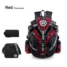 Men's Beetle Travel Outdoor Backpack (Option: Red-Backpack 3piece)