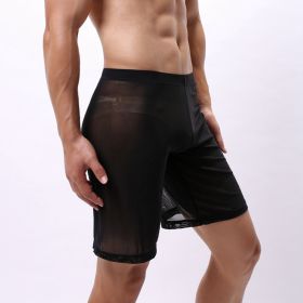 Men's Large Mesh Pants Hollow Out Sports Pirate Shorts (Option: Black-S)