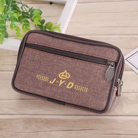 Enlarged Canvas Mobile Phone Bag Zipper Waterproof (Option: Horizontal coffee1)