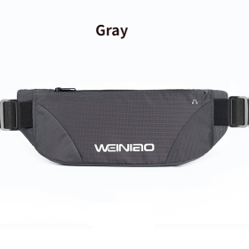 Men's Check Waterproof Ultra-thin Sports Waist Bag (Color: Grey)