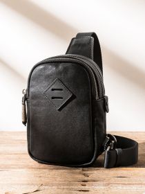 Fashion New Leather Men's Chest Bag (Color: Black)