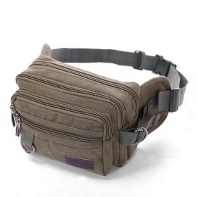 Canvas Fanny Pack With 4-Zipper Pockets Men Waist Bag Hip Bum Bag With Adjustable Strap For Outdoors Workout Traveling Casual Running Hiking Cycling (Color: Green)